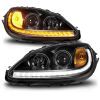 ANZO 121571 | 05-13 Chevrolet Corvette Projector Headlights w/switchback & Sequential LED - Black Amber; 2005-2013 Alternate Image 1