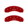 MGP 14240SBOWRD | 4 Caliper Covers Engraved Front & Rear Bowtie Red finish silver ch; 2016-2024 Alternate Image 2