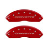 MGP 13007SCV5RD | 4 Caliper Covers Engraved Front & Rear C5/Corvette Red finish silver ch; 1997-2004 Alternate Image 1