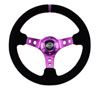 NRG rst-006s-pp | Reinforced Steering Wheel (350mm / 3in. Deep) Black Suede w/Purple Center & Purple Stitching Alternate Image 1