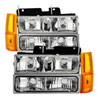 SPYDER 9034435 | Xtune GMC Yukon 94-99 Headlights w/ Corner & Parking Lights 8pcs Sets -Chrome HD-JH-GCK94-AM-C-SET; 1994-1999 Alternate Image 1