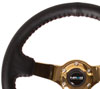 NRG rst-036gd | Reinforced Steering Wheel (350mm / 3in. Deep) Blk Leather/Red BBall Stitch w/4mm Gold Spokes Alternate Image 2