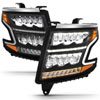 ANZO 111478 | 15-20 Chevy Tahoe/Suburban LED Light Bar Style Headlights Black w/Sequential w/DRL w/Amber; 2015-2020 Alternate Image 2