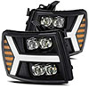 AlphaRex 880209 | Chevy 1500HD NOVA LED Proj Headlights Plank Style Matte Blk w/Activ Light/Seq Signal; 2007-2013 Alternate Image 1