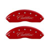 MGP 35005SCADRD | 4 Caliper Covers Engraved Front & Rear Cursive/Cadillac Red finish silver ch; 2006-2011 Alternate Image 1