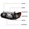 Spec-D Tuning 2LCLH-COR01JM-DP | Toyota Corolla 1pc Euro Headlights Black Housing; 2001-2002 Alternate Image 6