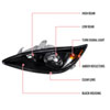 Spec-D Tuning 2LH-CAM02JM-RS | Toyota Camry Toyota Camry Headlights - Black; 2002-2004 Alternate Image 8