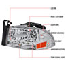 Spec-D Tuning 2LH-DAK97-RS | Dodge Dakota Chrome Headlight With Led; 1997-2004 Alternate Image 6