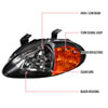 Spec-D Tuning 2LH-DEL93JM-EU | Honda Del Sol Euro Headlights Black Housing; 1993-1997 Alternate Image 2