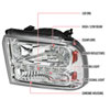 Spec-D Tuning 2LH-F25005-RS | Ford F250 Chrome Euro Headlights; 2005-2007 Alternate Image 6