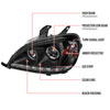 Spec-D Tuning 2LHP-BW16302JM-TM | Mercedes Benz W163 Ml Projector Headlights Black; 2002-2005 Alternate Image 8