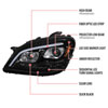 Spec-D Tuning 2lhp-bw16406bk-tm | SPEC-D Tuning Mercedes ML W164 Projector Headlights Sequential LED Turn Signal - Full Glossy Black Housing With Clear Lens; 2006-2008 Alternate Image 8