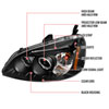 Spec-D Tuning 2LHP-CV01JM-TM | Honda Civic Halo Led Projector Black; 2001-2003 Alternate Image 6