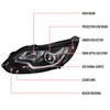 Spec-D Tuning 2lhp-foc12jm-oz | SPEC-D Tuning Ford Focus Projector Headlights Black; 2012-2014 Alternate Image 6