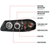 Spec-D Tuning 2LHP-IPA00JM-TM | Chevrolet Impala Halo Led Projector Black; 2000-2005 Alternate Image 8