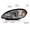 ANZO 111472 | 2001-2005 Chrysler Pt Cruiser Crystal Headlight Chrome Amber (OE); 2001-2005 Alternate Image 2