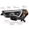 ANZO 111416 | 14-18 Toyota 4 Runner Plank Style Projector Headlights Black w/ Amber; 2014-2024 Alternate Image 5