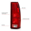 ANZO 311301 | 1988-1999 Chevy C1500 Taillight Red/Clear Lens (OE Replacement); 1988-1999 Alternate Image 1