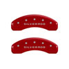 MGP 14005SSILRD | 4 Caliper Covers Engraved Front & Rear Silverado Red finish silver ch; 2014-2018 Alternate Image 2