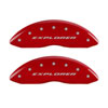 MGP 10215SXPLRD | 4 Caliper Covers Engraved Front & Rear Explorer Red finish silver ch; 2011-2019 Alternate Image 1