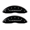 MGP 12001SCHBBK | 4 Caliper Covers Engraved Front & Rear Block/Charger Black finish silver ch; 2009-2010 Alternate Image 1