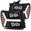 AlphaRex 880209 | Chevy 1500HD NOVA LED Proj Headlights Plank Style Matte Blk w/Activ Light/Seq Signal; 2007-2013 Alternate Image 2