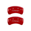 MGP 12005SCHSRD | 4 Caliper Covers Engraved Front & Rear Cursive/Charger Red finish silver ch; 2009-2010 Alternate Image 2