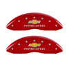 MGP 14231SBRCRD | 4 Caliper Covers Engraved Front & Rear Chevy racing Red finish silver ch; 2014-2015 Alternate Image 1