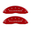 MGP 14207FSILRD | Front set 2 Caliper Covers Engraved Front Silverado Red finish silver ch; 2008-2013 Alternate Image 4