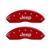 MGP 42007SJPLRD | 4 Caliper Covers Engraved Front JEEP Engraved Rear JEEP Grill logo Red finish silver ch; 2012-2012 Alternate Image 1