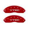 MGP 39005SVTCRD | 4 Caliper Covers Engraved Front & Rear Vtech Red finish silver ch; 2002-2006 Alternate Image 1