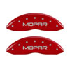 MGP 42011FMOPRD | Front set 2 Caliper Covers Engraved Front MOPAR Red finish silver ch; 2011-2019 Alternate Image 1