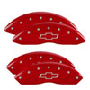 MGP 14243SBOWRD | 4 Caliper Covers Engraved Front & Rear Bowtie Red Finish Silver Char 2014 Chevrolet Express 2500; 2012-2017 Alternate Image 1