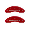 MGP 12199SDD3RD | 4 Caliper Covers Engraved Front & Rear With stripes/Dodge Red finish silver ch; 2013-2016 Alternate Image 1