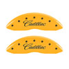 MGP 35015SCADYL | 4 Caliper Covers Engraved Front & Rear Cursive/Cadillac Yellow finish black ch; 2007-2020 Alternate Image 2