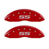 MGP 14217SSS4RD | 4 Caliper Covers Engraved Front & Rear Monte Carlo style/SS Red finish silver ch; 2008-2009 Alternate Image 1