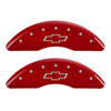 MGP 14008SBOWRD | 4 Caliper Covers Engraved Front & Rear Bowtie Red finish silver ch; 2009-2016 Alternate Image 2