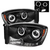 SPYDER 5010001 | Spyder Dodge Ram 1500 Halo LED ( Replaceable LEDs ) Projector Headlights - Black - (PRO-YD-DR06-HL-BK); 2006-2008 Alternate Image 1