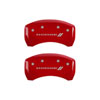 MGP 12199SDD3RD | 4 Caliper Covers Engraved Front & Rear With stripes/Dodge Red finish silver ch; 2013-2016 Alternate Image 2