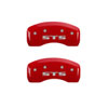 MGP 35002SSTSRD | 4 Caliper Covers Engraved Front Cursive/Cadillac Engraved Rear STS Red finish silver ch; 2004-2009 Alternate Image 2