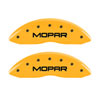 MGP 42011FMOPYL | Front set 2 Caliper Covers Engraved Front MOPAR Yellow finish black ch; 2011-2019 Alternate Image 1