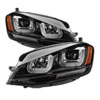 SPYDER 5080578 | Spyder Volkswagen Golf VII Projector Headlights - DRL LED - Black Stripe - Black - (PRO-YD-VG15-BLK-DRL-BK); 2014-2016 Alternate Image 2