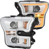 ANZO 111358 | USA Ford F-150 Projector Headlights W/ Plank Style Switchback Chrome W/ Amber; 2015-2017 Alternate Image 2