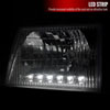 Spec-D Tuning LH-ECON92-RS | Ford Econoline Euro Headlight Chrome Housing With Led; 1992-2006 Alternate Image 1