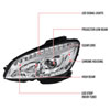 Spec-D Tuning lhp-bw20408-tm | SPEC-D Tuning Mercedes Benz C-Class Pro Headlights - Chrome; 2008-2011 Alternate Image 7