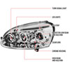 Spec-D Tuning LHP-GLF05-TM | Volkswagen Golf Halo Led Projector Chrome; 2006-2008 Alternate Image 7