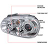 Spec-D Tuning LHP-GLF99-TM | Spec-D Vw Golf Projector Headlights Chrome; 1999-2003 Alternate Image 7