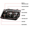 Spec-D Tuning LHP-JET99JM-RS | Volkswagen Jetta Projector Headlight Black Housing; 1999-2004 Alternate Image 7