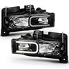 ANZO 111498 | 1999-2000 Cadillac Escalade Crystal Headlights Light Bar Black Housing (Pair); 1999-2000 Alternate Image 1