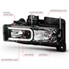 ANZO 111498 | 1999-2000 Cadillac Escalade Crystal Headlights Light Bar Black Housing (Pair); 1999-2000 Alternate Image 3